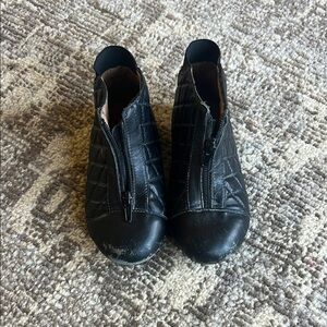 Black Quilted Leather Ankle Boots